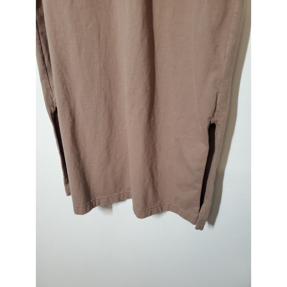 Pact Organic Cotton‎ T-SHIRT Maxi Dress Brown Size Medium Side Slits Casual - Picture 6 of 7